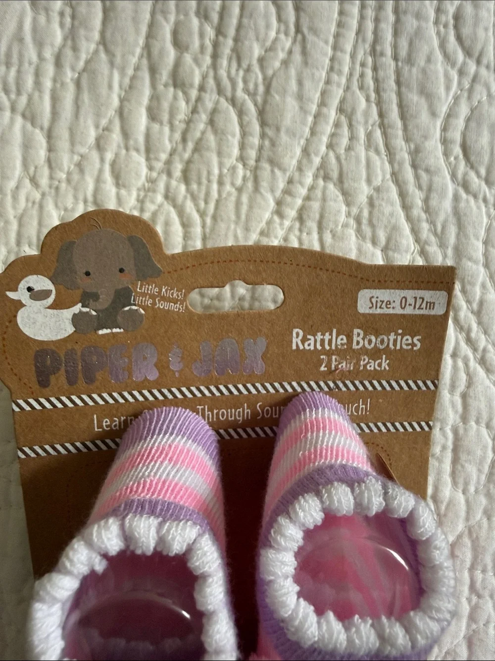 ✅Pink & Purple Kitty Non-Slip Baby Sock Booties - Pack of 2